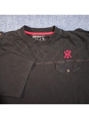 Avirex Men's Medium, Black Short Sleeve Crew Neck Casual Cotton T-Shirt